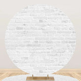 Aperturee - Round Grey White Vintage Brick Wall Party Backdrop